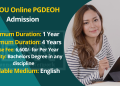 IGNOU Online PGDEOH Admission 2022
