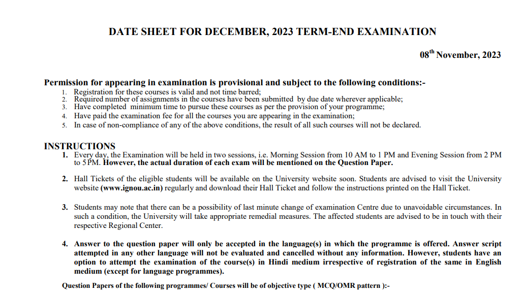 ignou date sheet
