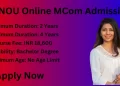 ignou online mcom admission